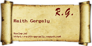 Reith Gergely névjegykártya